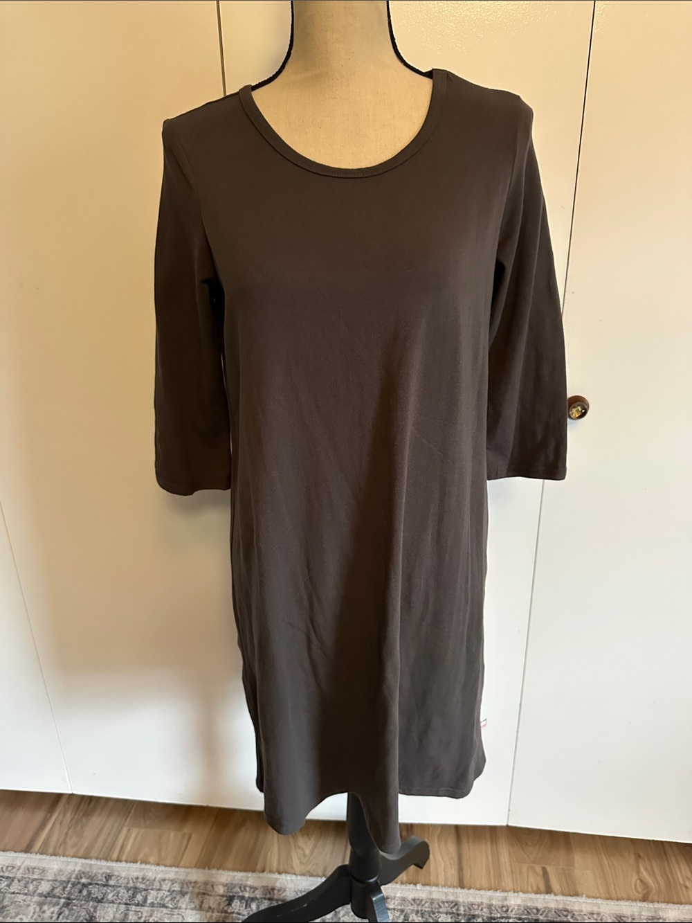 Lolly Wolly Doodle Brown Scoop Neck Midi Dress